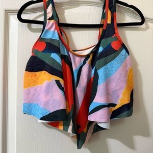Edel Qual Colorful Abstract Women's Swim Suit Top Size Medium